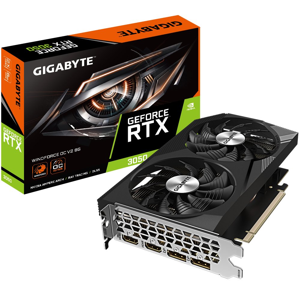 Gigabyte GeForce RTX 3050 WINDFORCE OC V2 8GB GV-N3050WF2OCV2-8GD