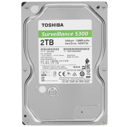 HDD 2TB Toshiba Surveillance S300 HDWT720UZSVA 5400Rpm